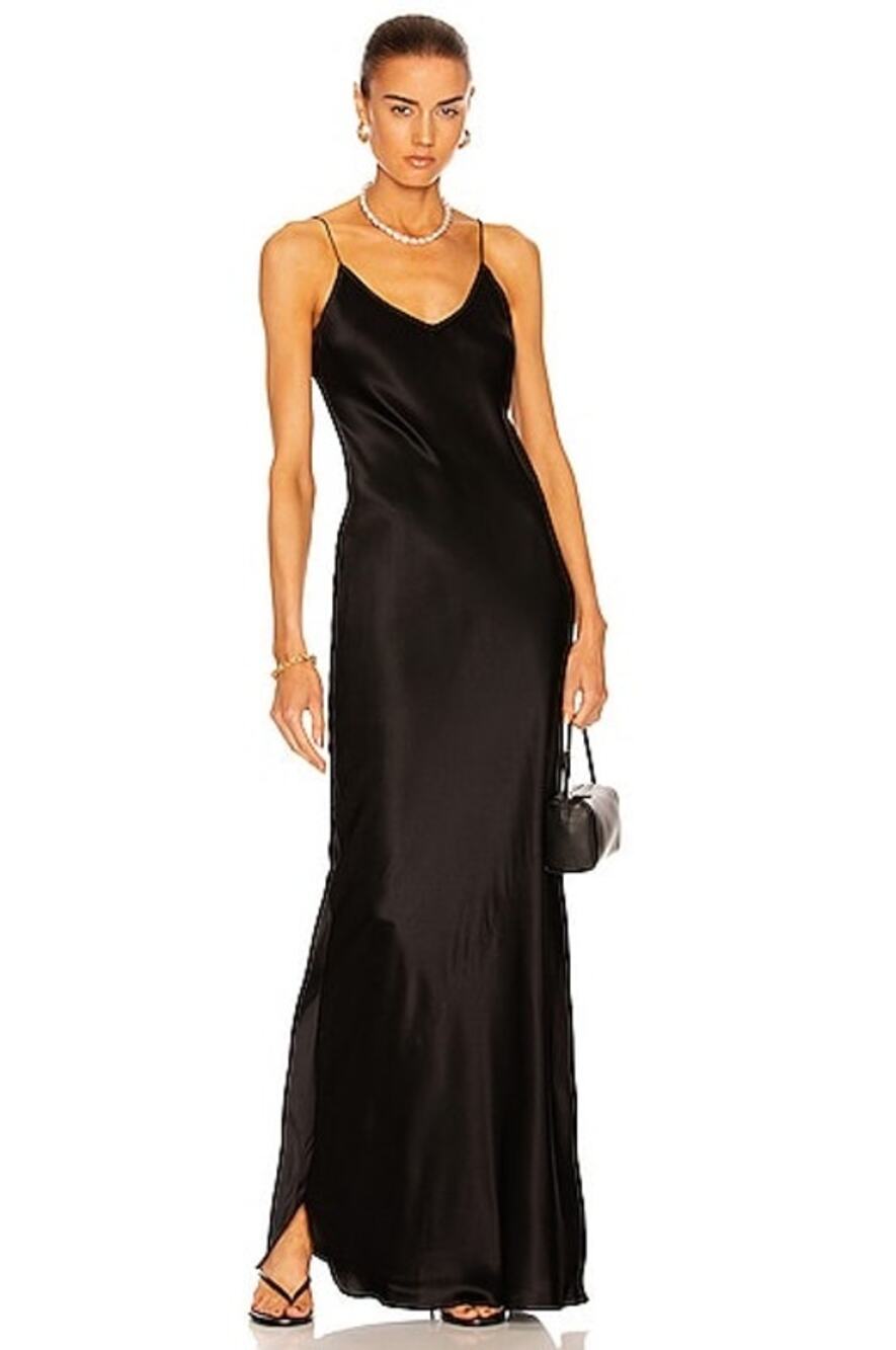 Nili Lotan Black Cami Maxi Slip Dress Size S Spaghetti Strap Minimalist Evening